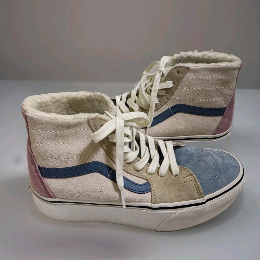 Classic Vans Sk8 Shoes High Tops Skateboard Tall Platform Sherpa M 6.5 6 1/2 W 8